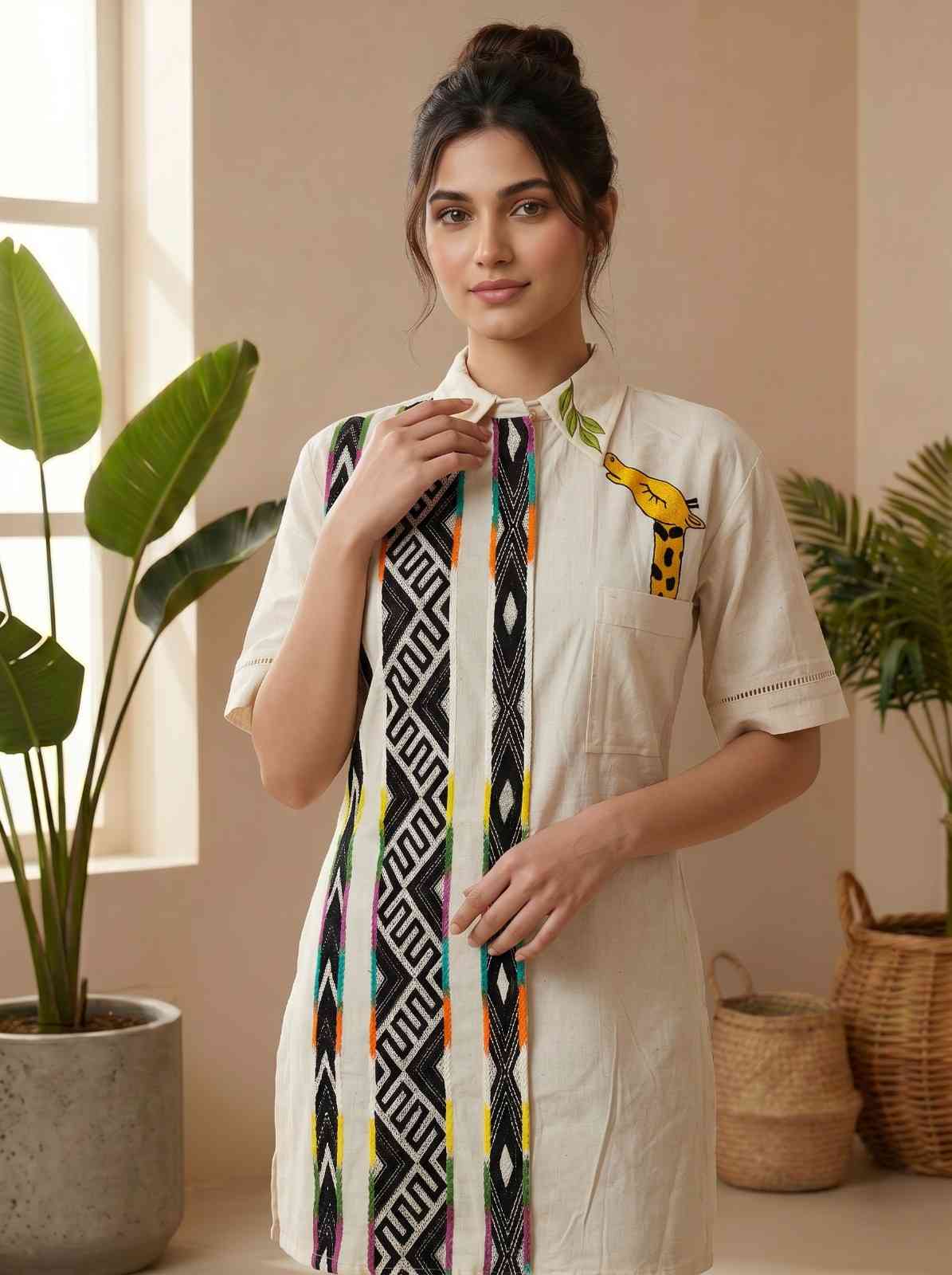 Beige with giraffe