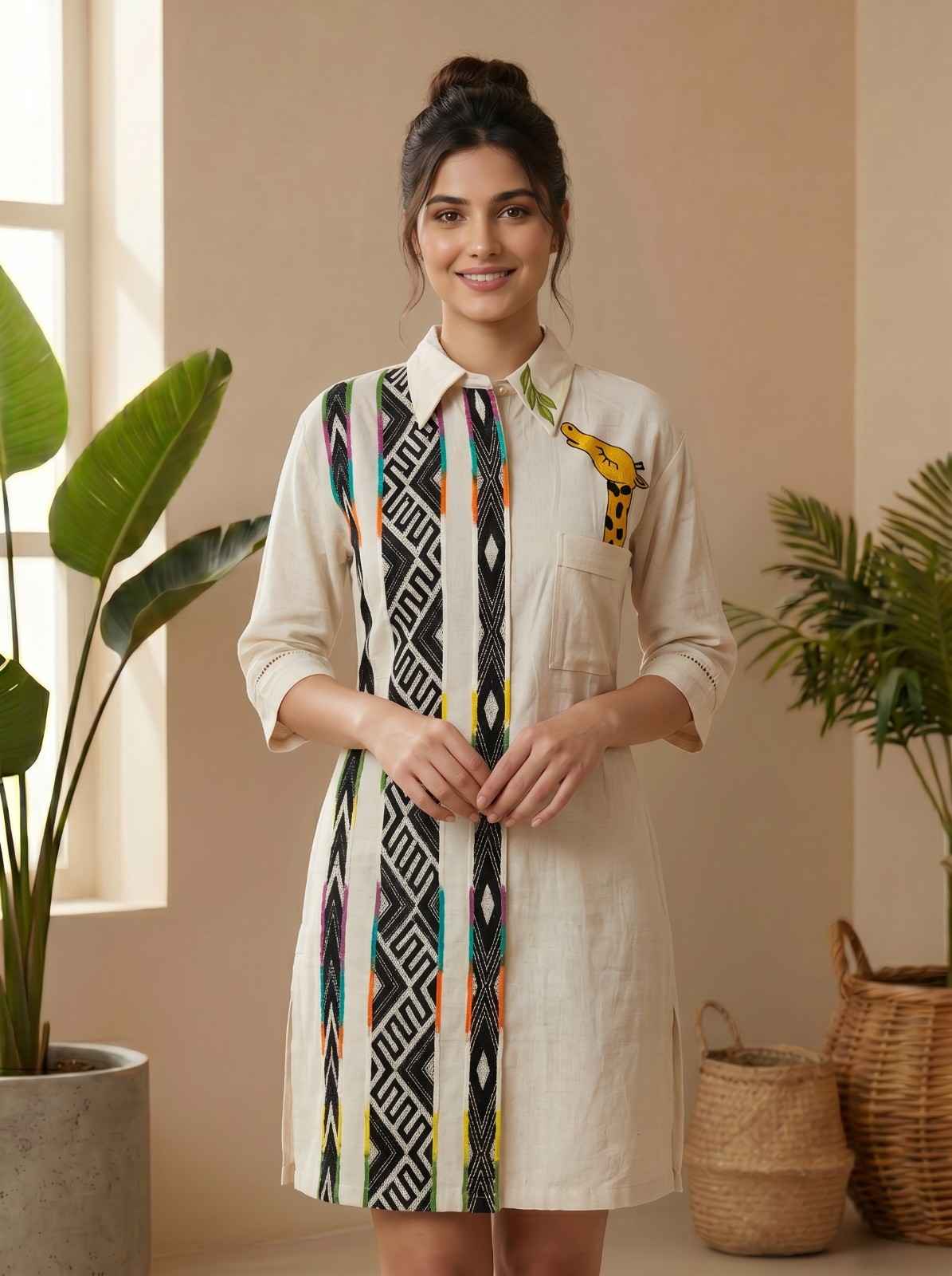 Beige with giraffe